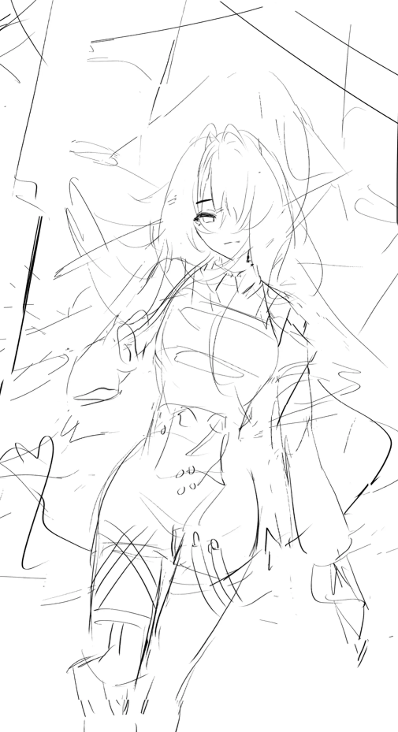 Rough full-body pose sketch